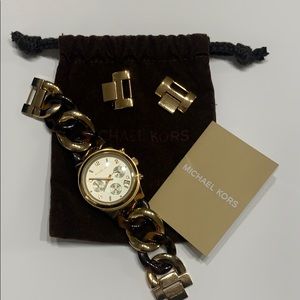 Michael Kors Tortoise & Gold Watch
